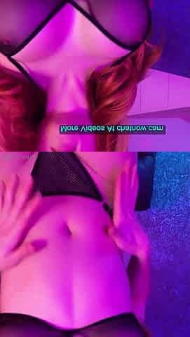 Passionate redhead explores intense sensual neon pleasures