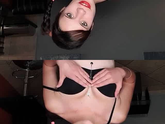 Naughty MILF Plays with Bra and Displays Her Small Tits