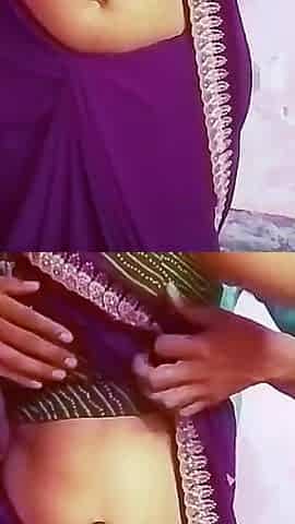 Desi Bhabhi Made Her Husband Happy by Wearing a Purple Sari