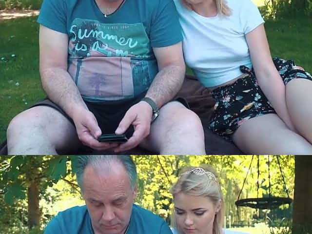 Old fuck seduced 19yo girl and fucked her shaved vag in Public Park