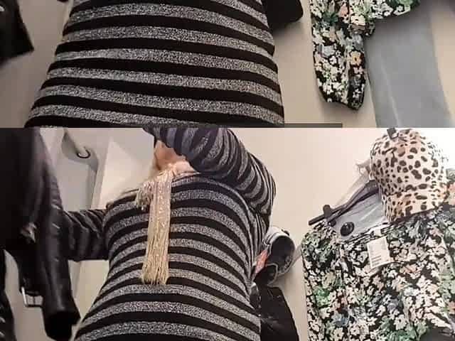 Big-tit milf publicly masturbates in a changing room