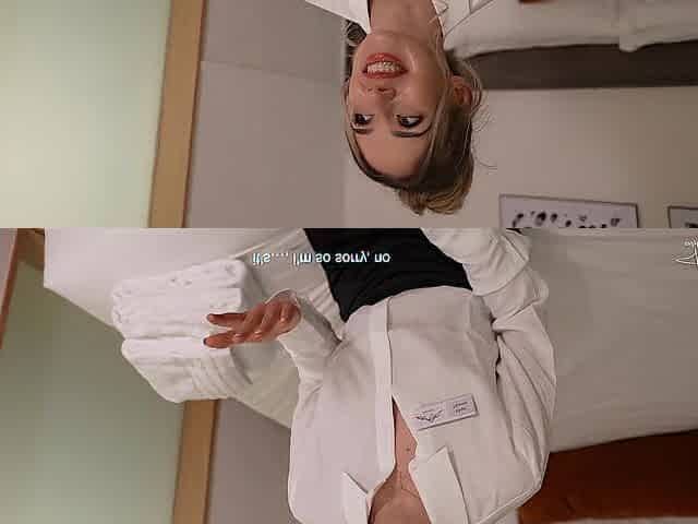 ROOM SERVICE! Shy youthful hotel maid gets drilled by pervert hotel guest for cash - Hope Heaven