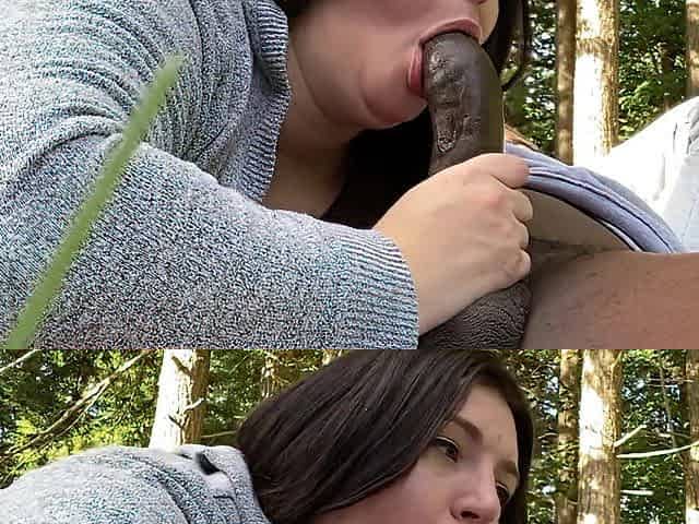 hawt big beautiful woman sucking ebony schlong in the woods super head