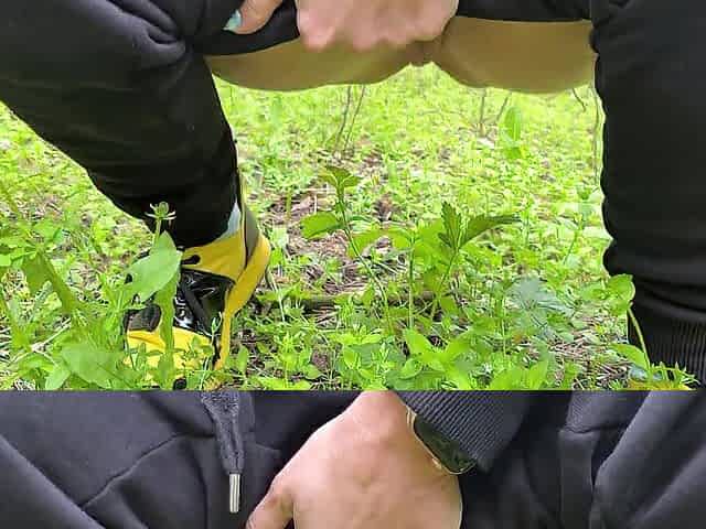 Gal pissing in the park! My 1st public pee this spring