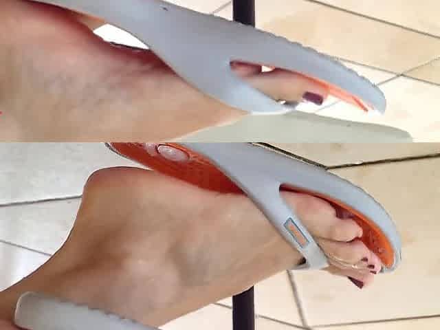 Dangling with Orange Flip Flops in a Swimming Pool
