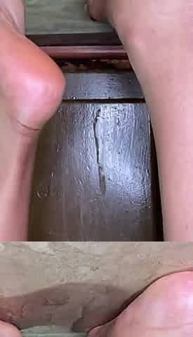 Ebony Girl Shows off Her Feet While Doing the Dishes