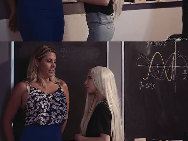 Instead of doing tasks naughty Jayna Woods prefers to go lesbian on the desk