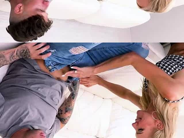 Blonde MILF Goes Wild on White Couch