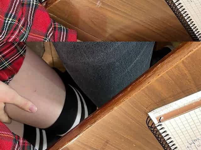 ONCE MORE SCHOOLGIRL TUGJOB CLASSMATE BENEATH THE TABLE ON THE LESSON