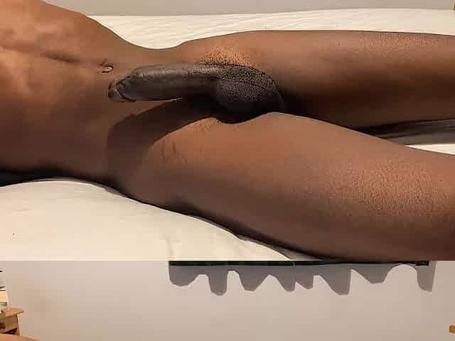 Lying Down And Jerking off Ebony Dong Away!