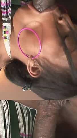 Ebony skinned Mckenzie Sweet fucks black cock to enjoy cum