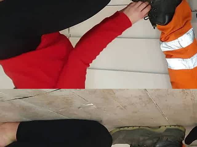 Man's feet worshipping