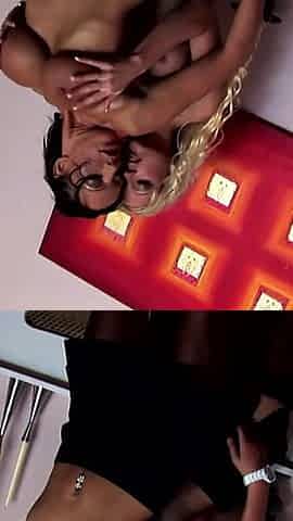 Blonde and Latina Lesbians Passionate Pussy Play
