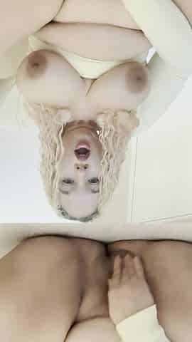 Chubby blonde slut plays with her pussy - Big tits