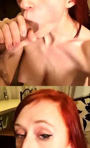 Real redhead wife gives POV blowjob