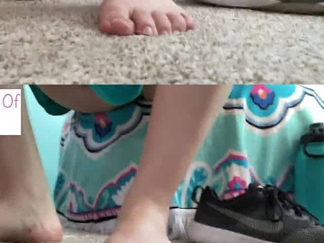 naked foot, putting on knee high socks, and nike shoes - glimpseofme