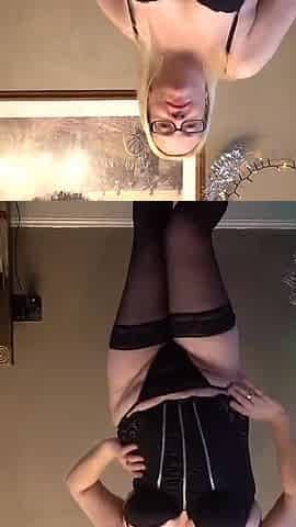 Sexy Black Basque Strip in Holdup Stockings