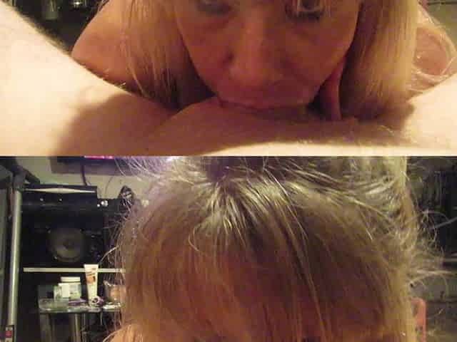 Hot Wife Sucks Her Man's Cock While He Watches Her Suck Cock on the TV