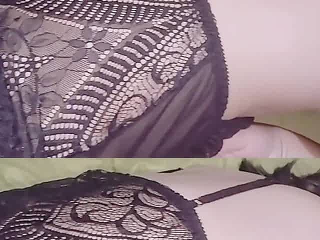 Fucking a Beautiful Widow with a Curvy Butt in Black Lingerie and High-Heel Socks.