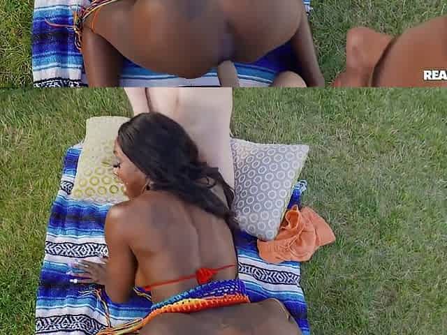 Ebony Mystique Pleasures Two Horny Young Studs In The Park