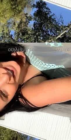Busty curly brunette with big boobs fucks on couch