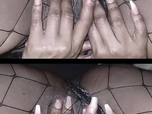 Black freak pleasures herself