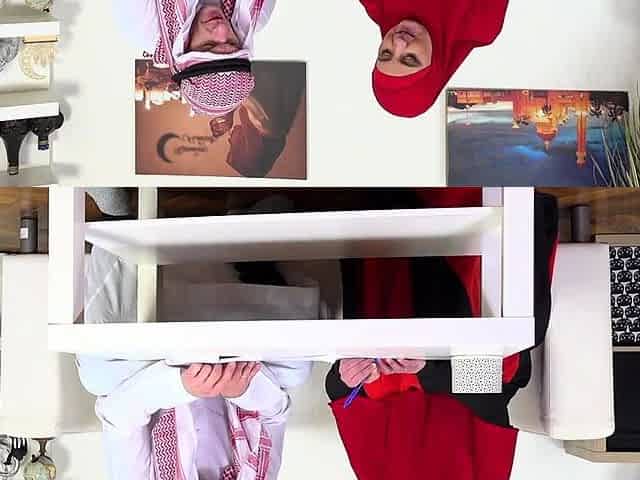 Black stockings and lace are hidden under the hijab