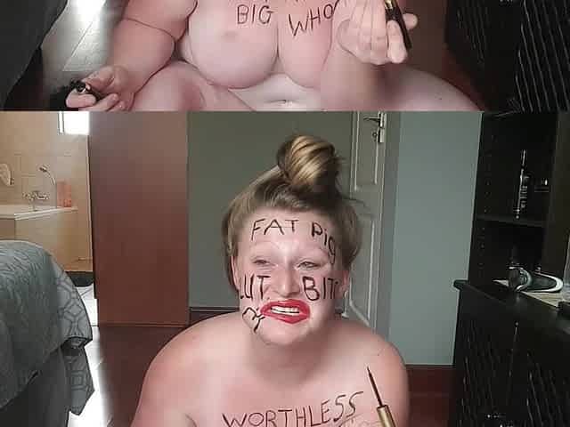 Topless Big Boobs BBW Degrading Herself Out of Rage