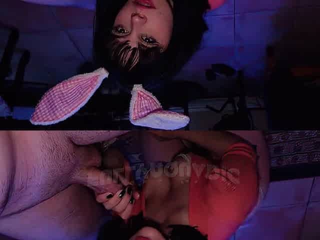 Hawt Bunny Angel Deepthroats for a BIGGEST Facial