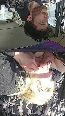 Car bj glad yummy cum in throat