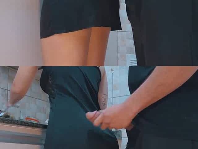 Cumming On my Maid's Butt with Gym Clothing whilst this babe was Washing Dishes (FREE USE/COMPILATION))
