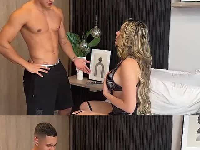 Filming a porn scene with a athletic and hot Latino and his large penis - Ambar Prada