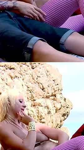Sexy blonde milf gets dp banged outdoors