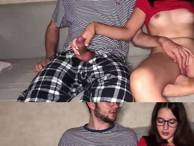 Russian teen gives stepdad handjob till cock is dry from cumming