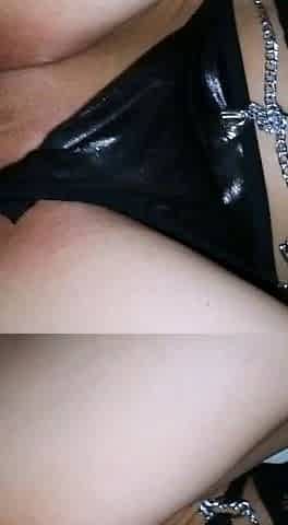 fucking a shaved petite milf in black lingerie POV
