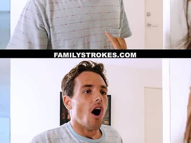FamilyStrokes - Large Dick Stepbro Drills Breasty Sis