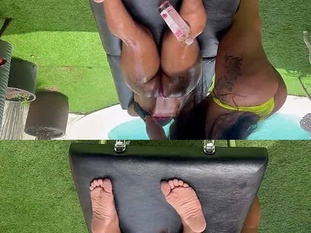Carnal Poolside Massage Ignites Lesbo Excitement