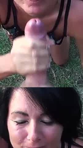 Outdoor. Triple cum grenade in the fuck face in the park! 2
