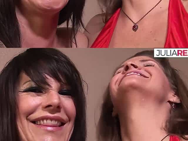 Slut widens legs as a lesbo lover licks vagina
