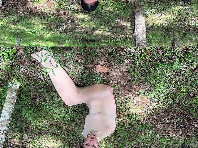 Carpet munch and risky doggy position in the forest with hotwife