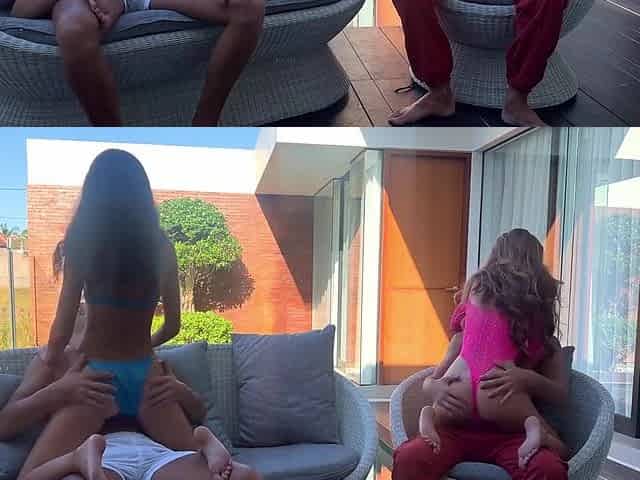 Katty West In Two Couples Fucking Outside At Home Swimming Pool Party