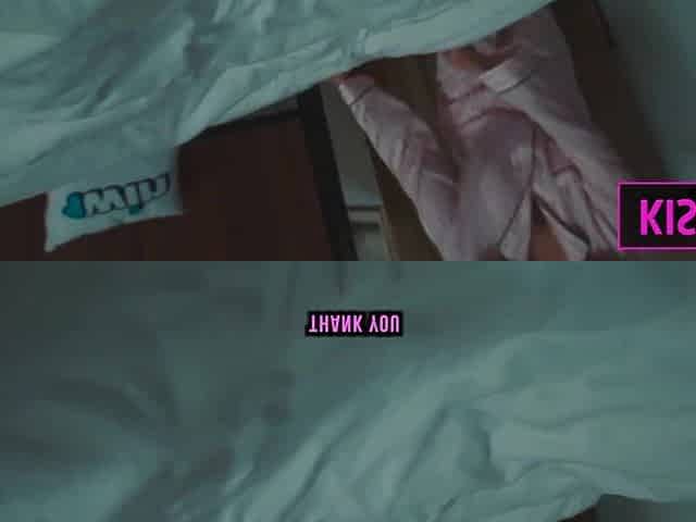 Step mama watched horror and came step son for share daybed, but got coarse screw with surprise facial