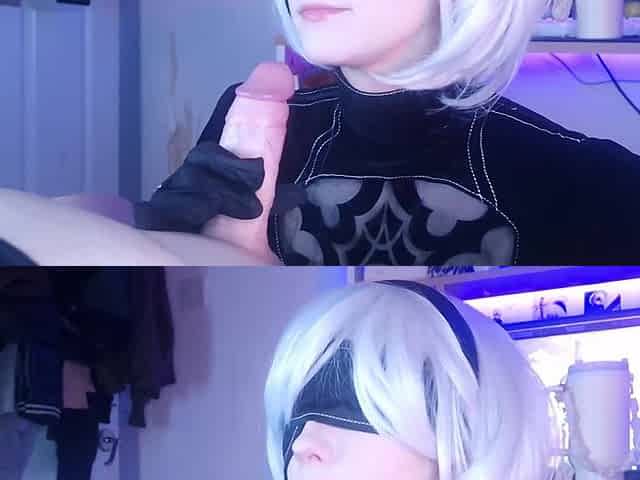Yorha 2b Makes Me Cum Hard with Thighjob and Doggystyle, Slaminig Her Big Oiled Ass