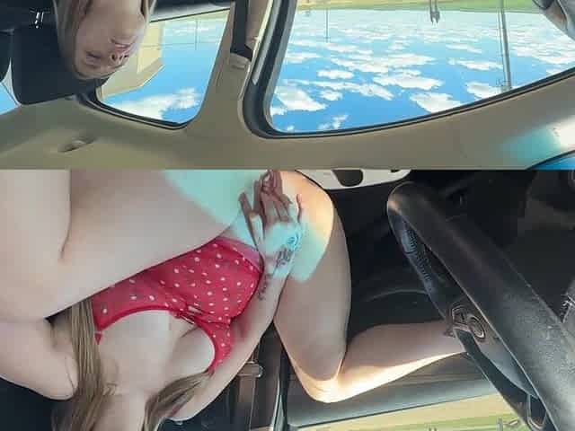 Risky public car masturbation