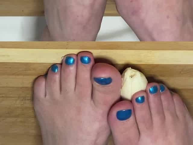 Bawdy play with a banana underneath my feet