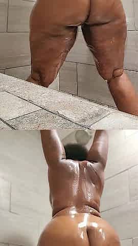 Large butt twerk oiled up in shower
