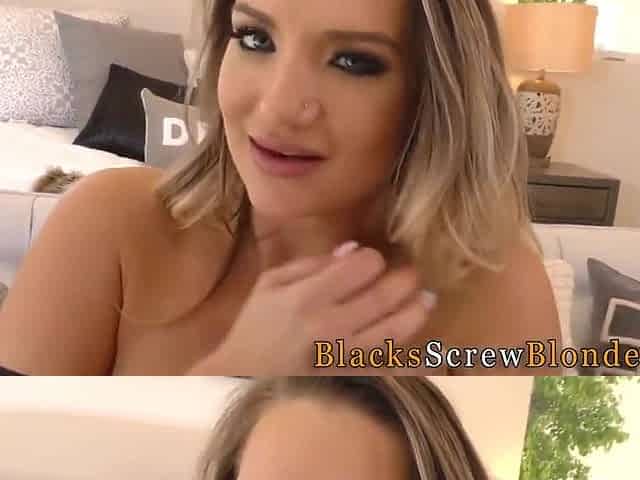 Stocking Slut Blows Huge Black Dick