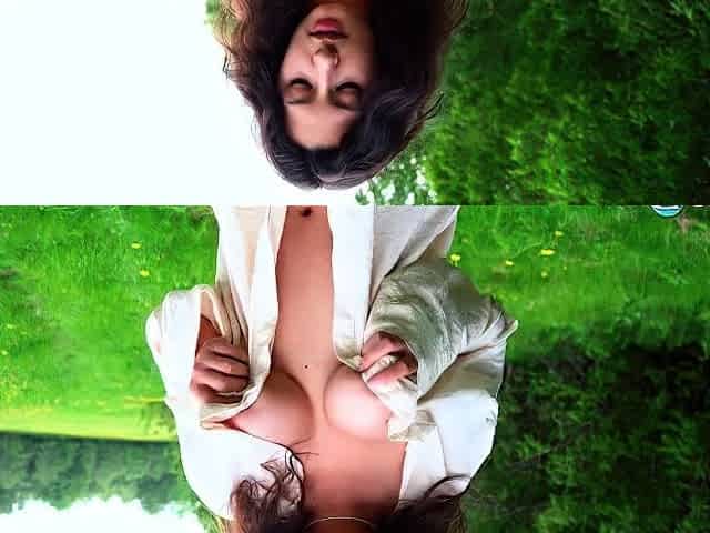Sexy brunette teen outdoor masturbation