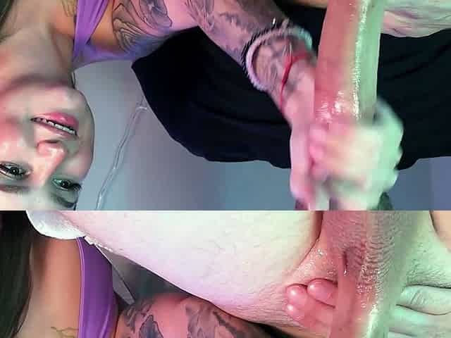 Bunny Fae Milks Massive Cock with Both Hands
