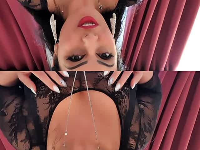 Russian brunette busty camgirl masturbating on webcam